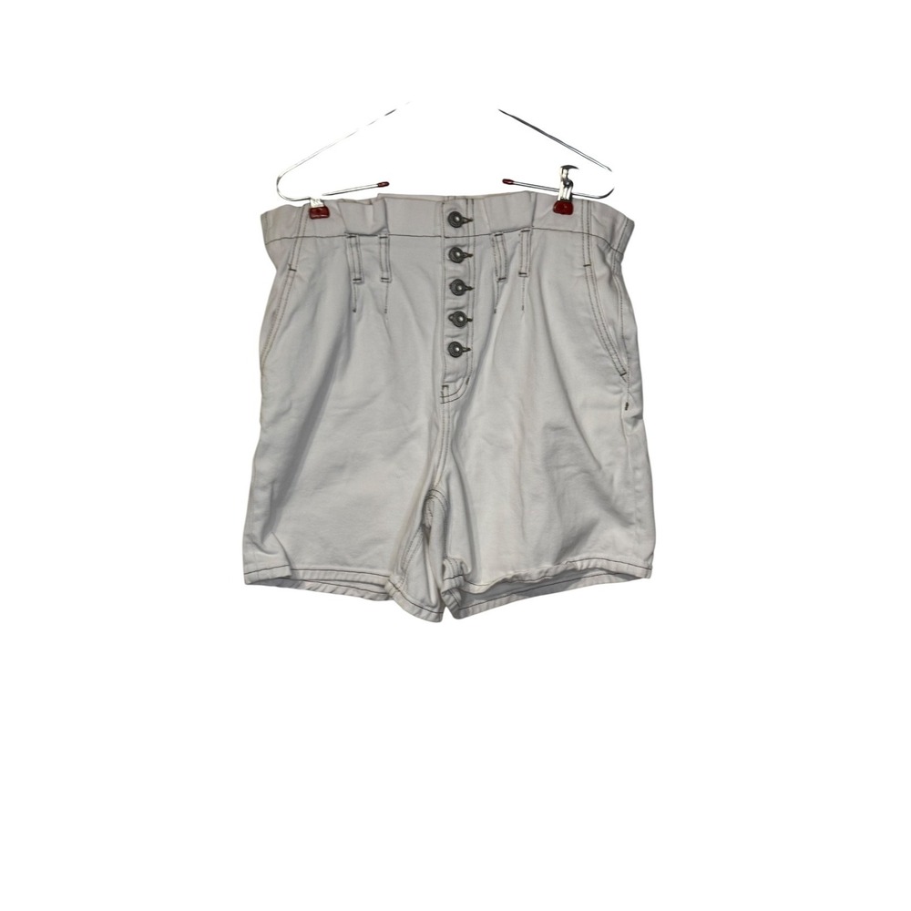 Free People Women's Shorts Denim Button Fly High-Waisted Cotton White Size 2